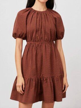 Rails Khloe Puff Sleeve Gingham Mini Dress